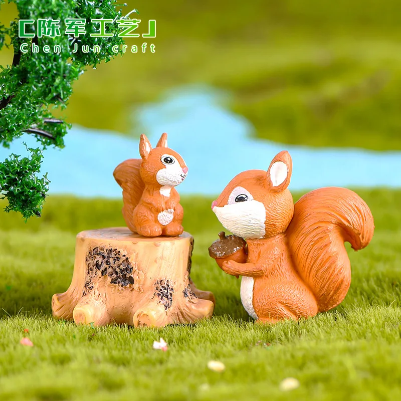 Кавайные сосновые конусы в виде белки фигурки семьи настольные украшения модель