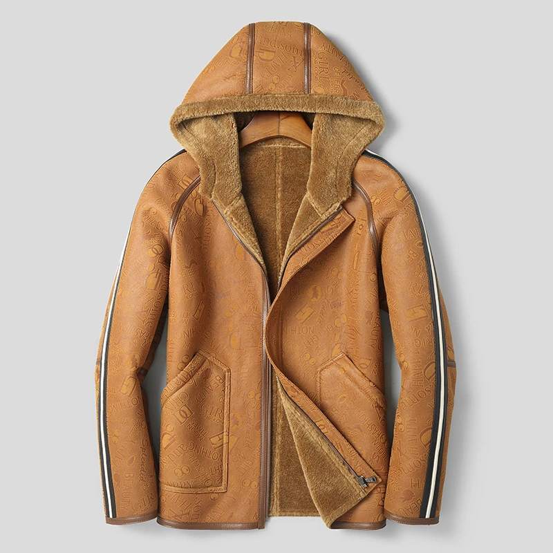 Мех мужской натуральной кожи куртка из овечьей шерсти пальто мужские короткие