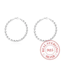 925 sterling silver hip hop round earrings for women large circle twist piercing hoop earring dropship suppliers