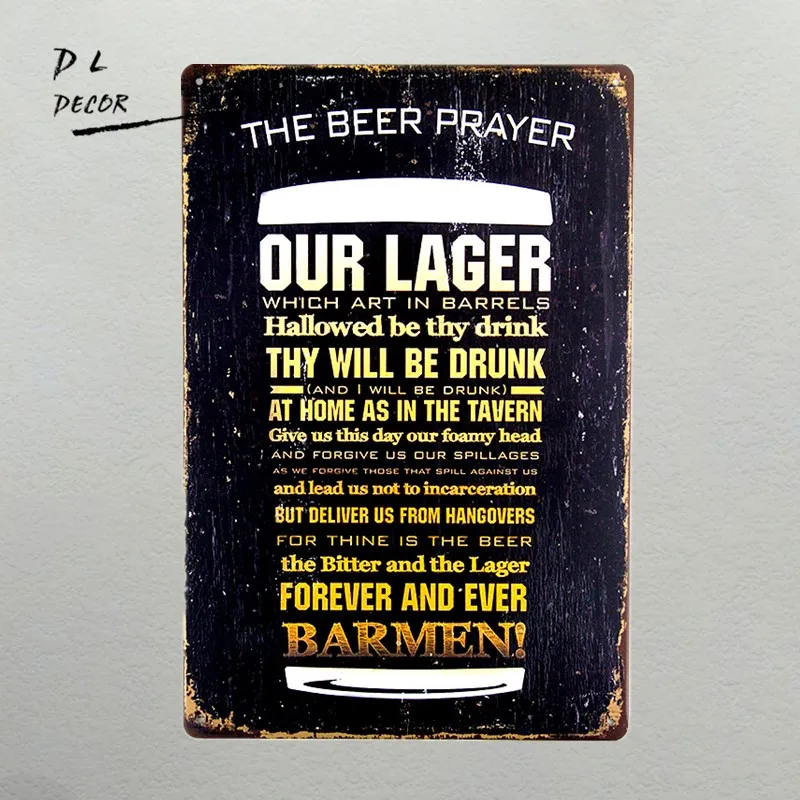 DL The Beer молитвенный винтажный металлический жестяной знак ретро настенные