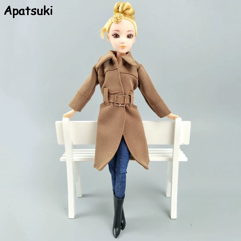 Модное пальто цвета хаки для куклы Барби одежда и обувь тренчкот наряды