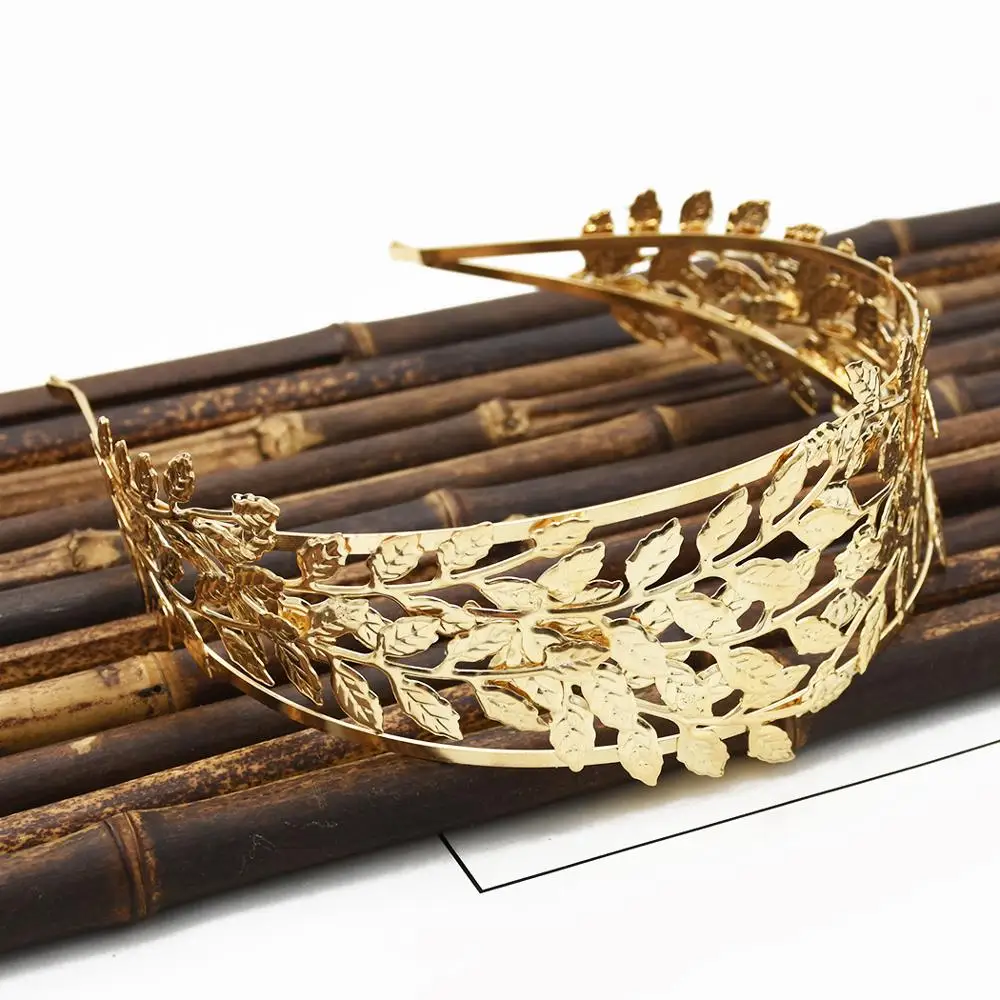 Элегантная повязка на голову с жемчужинами и листьями для женщин металлические