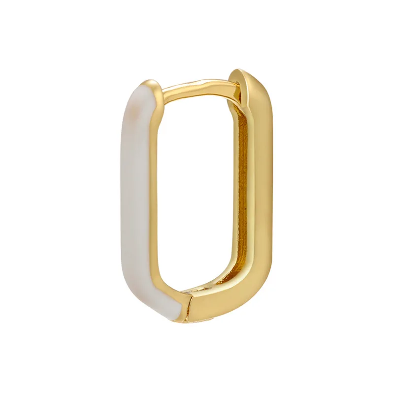 New DIY Dripping Oil Earrings Female Geometric Rectangle Color Preserving Metal Ear Buckle Jewelry Accessories For Handmade