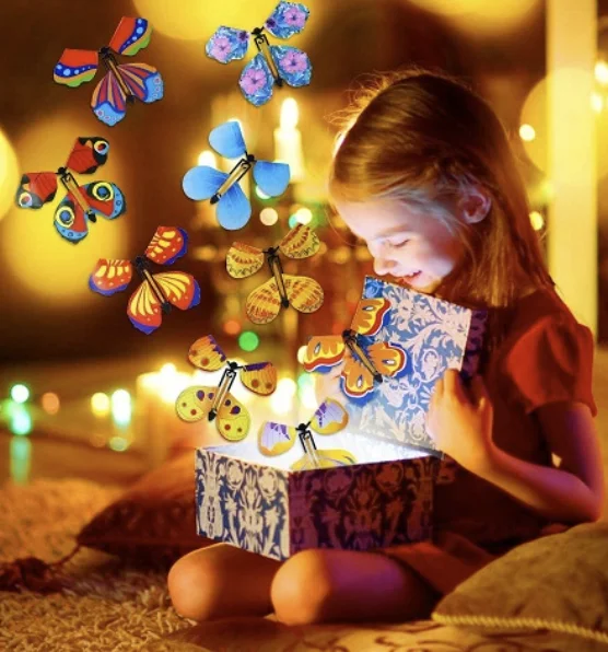 

10PCS Flying in the Book Fairy Rubber Band Powered Wind Up Great Surprise Birthday Wedding Card Gift Butterfly Card Magic Toy
