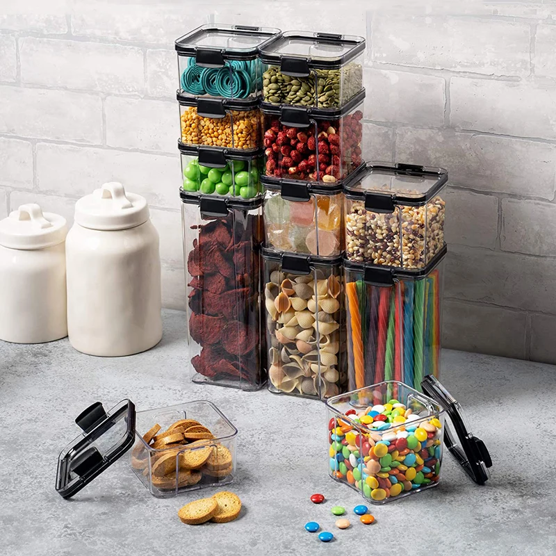 Clear Plastic Kitchen Containers Stackable Dry Food Storage Box Sealed Fine Noodle Nuts beans | Дом и сад