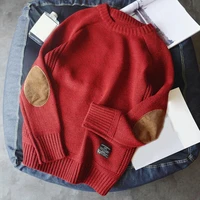 stylish male sweater ribbing cuff knitwear crewneck patchwork sleeve winter sweater winter sweater spring sweater