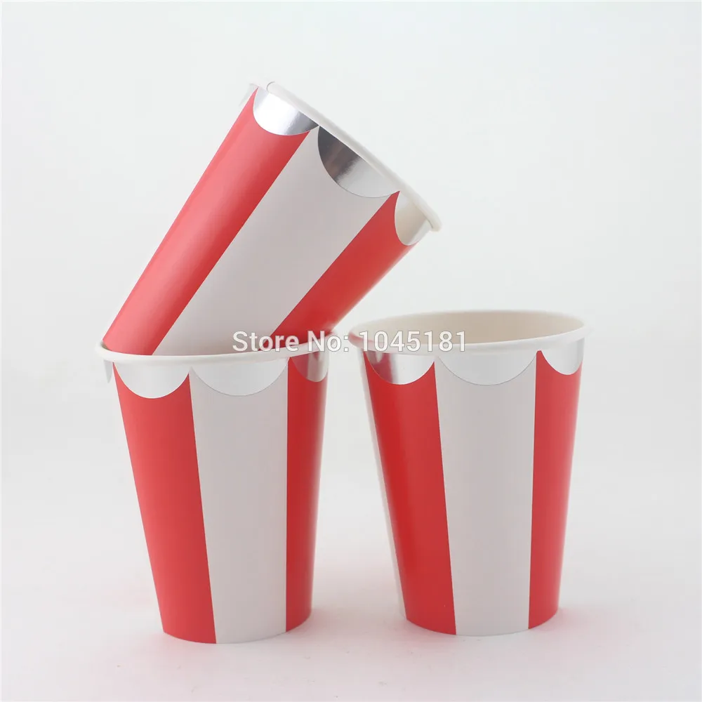 Ipalmay красная и серебряная фольга полосатая посуда бумажные тарелки стаканы