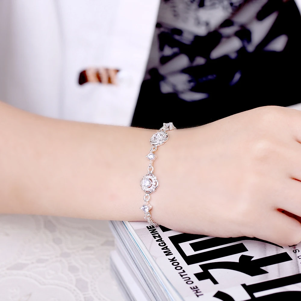 Женские браслеты-шармы из стерлингового серебра 925 пробы элегантные браслеты с