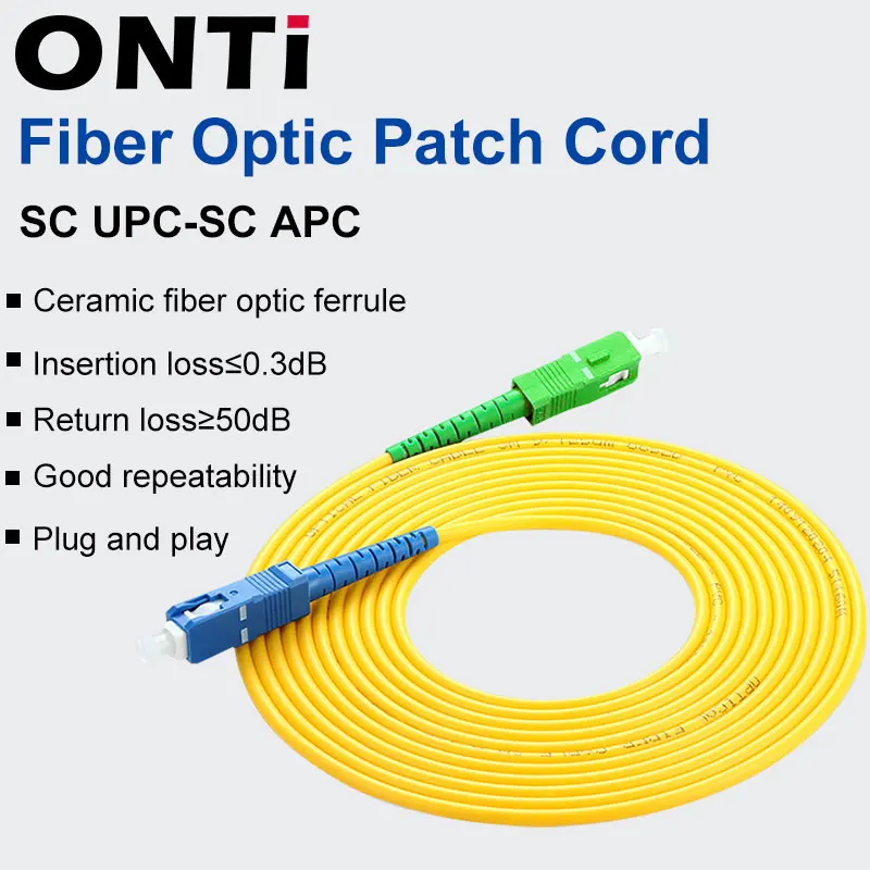 ONTi 1-10pcs SC APC to SC UPC Simplex 2.0mm PVC Single Mode Fiber Patch Cable jumper fiber patch cord fibra optica