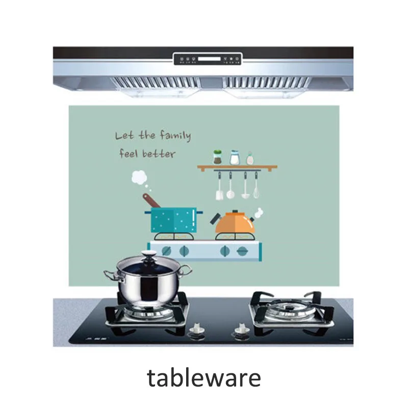tableware Домашние обои милые, Мультяшные, прозрачные термостойкие масляные Наклейки 60*90 см водонепроницаемые самоклеящиеся наклейки на стены - Цвет: tableware