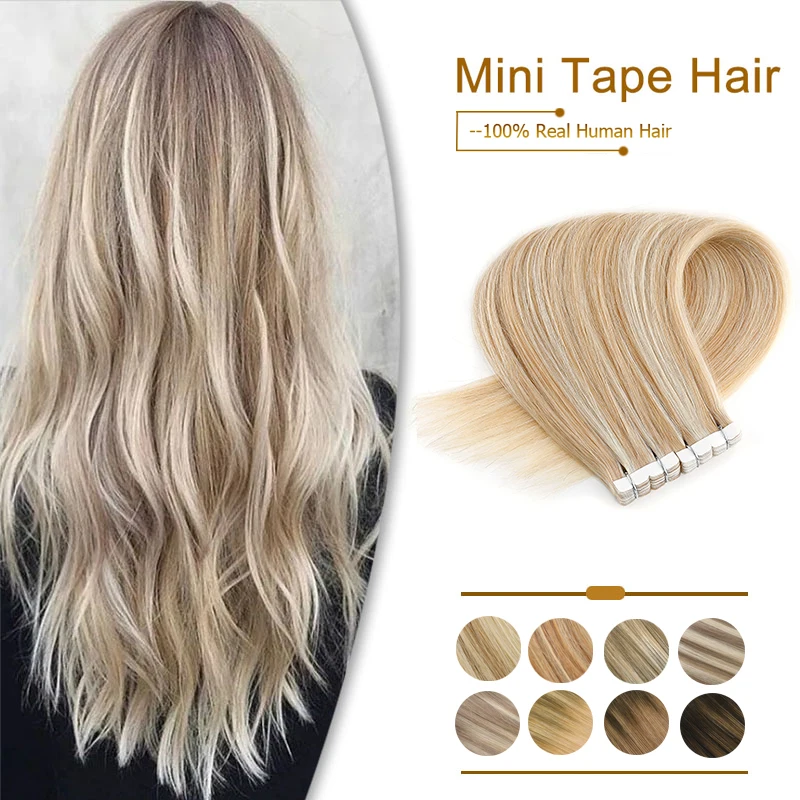 Прямые волосы для наращивания ZURIA невидимые накладные смешанные цвета 12 16 20