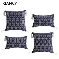 tufted embroidery cushion cover with tassel cotton canvas pillowcover jacquard throw cushion cover outdoor home pillowcase 40875