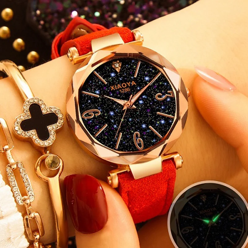 

2020 Women's Bracelets Quartz Wristwatches Fashion Starry Sky Dial Ladies Watch Luxury Rose Gold Female Watch relogios femininos