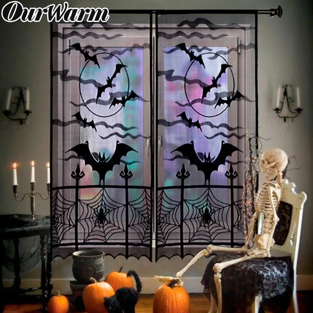 OurWarm 1 шт. Хэллоуин кружевная дверная занавеска Декор Дом с привидениями реквизит