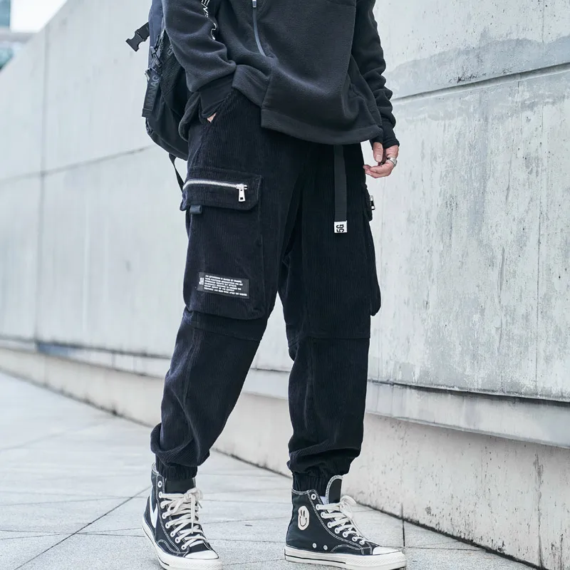 Однодорожные мужские брюки-карго Techwear мужская мода 2021 вельветовые бегуны в стиле