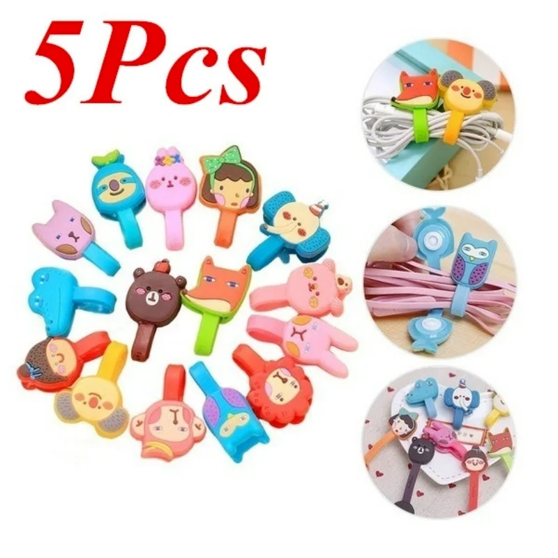 

5Pcs Headphone Cable Wire Cord Winder Organizer Clip Wrap Cute Cartoon Earphone