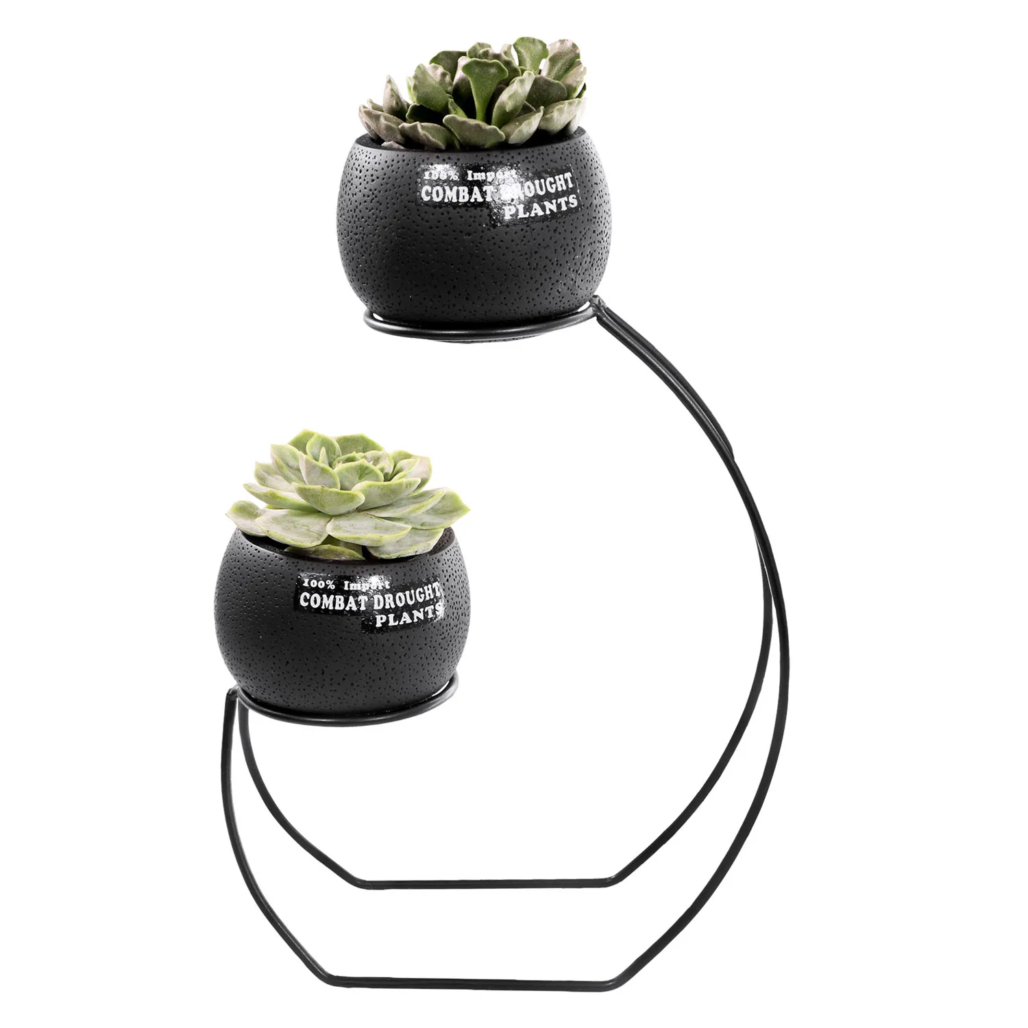 Черный настольные вазоны 1 держатель 2 горшки для цветов Керамика ваза с Железный