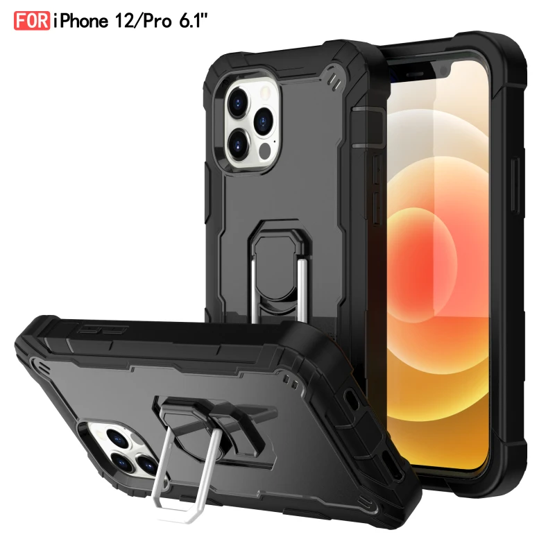

Phone Case For iPhone 7 8 6 6S Plus 11 12 13 Mini SE X XS XR PRO MAX 2020 Shockproof Armor Metal Ring Bracket Protective Cover
