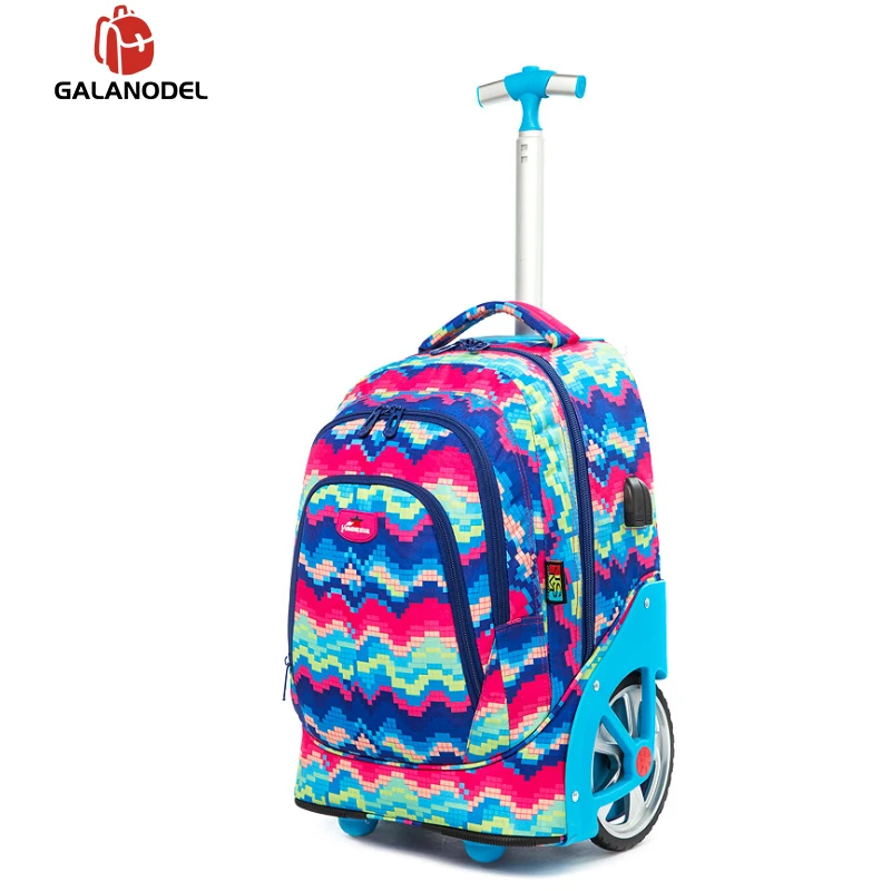 Рюкзаки на колесиках для подростков 18 дюймов школьный рюкзак девочек детский
