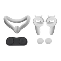 soft gaming pad lens vr facial cushion set anti sweat easy install silicone rocker cap controller grip cover for oculus quest 2