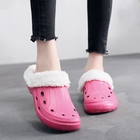 brand design wome winter clogs eva fur garden clog shoes casual hole warm home slippers sandals flat clog footwear high quality