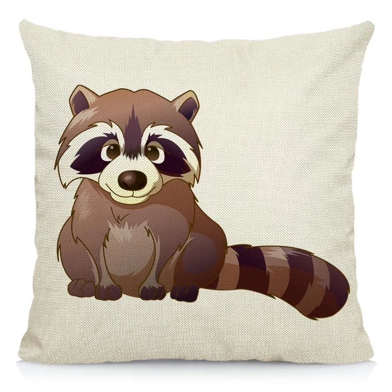 XUNYU Cartoon Raccoon Pillowcase Sofa Decorative Pillow Cover Square Cushion 45X45cm BT044 | Дом и сад