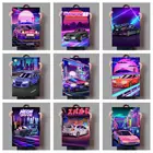 Nissan GTR R34 неоновый ночной автомобиль плакат WRX неоновая уличная Картина на холсте Honda NSX Настенная картина домашний декор для гостиной