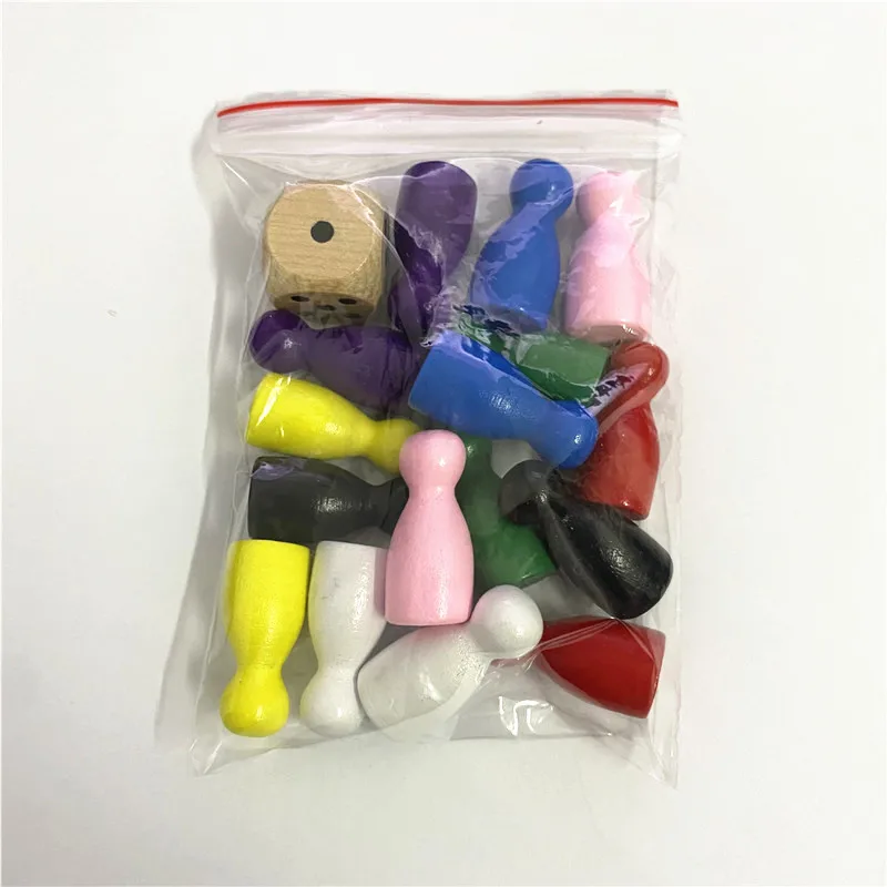 

1Set=16 Pieces 24*12mm Wooden Pawn Chesses +1 Piece 16mm Point Dice for Board Game Pieces Accessories Free Shipping