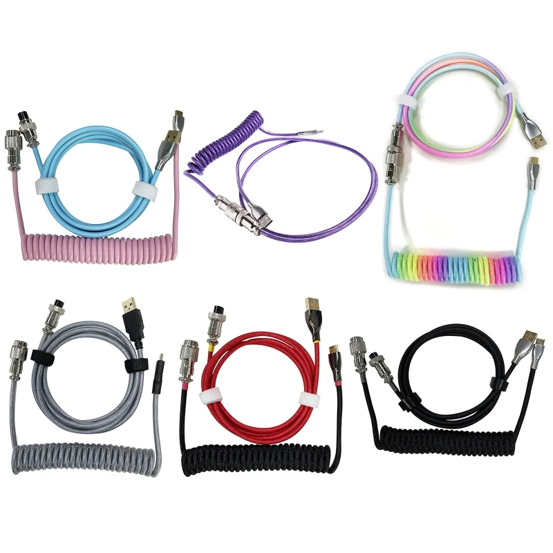 

Wire Mechanical Keyboard Aviator Connector Coiled USB C Cable for Gaming Drop Shipping