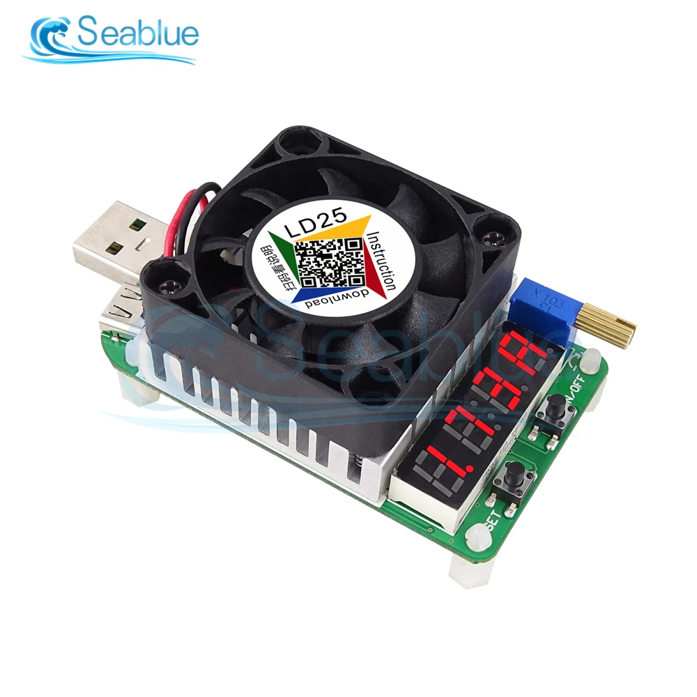

LD25 LD35 4A 5A 25W 35W USB Electronic Load Resistor Discharge Battery Tester LED Display Fan Adjustable Current Voltage