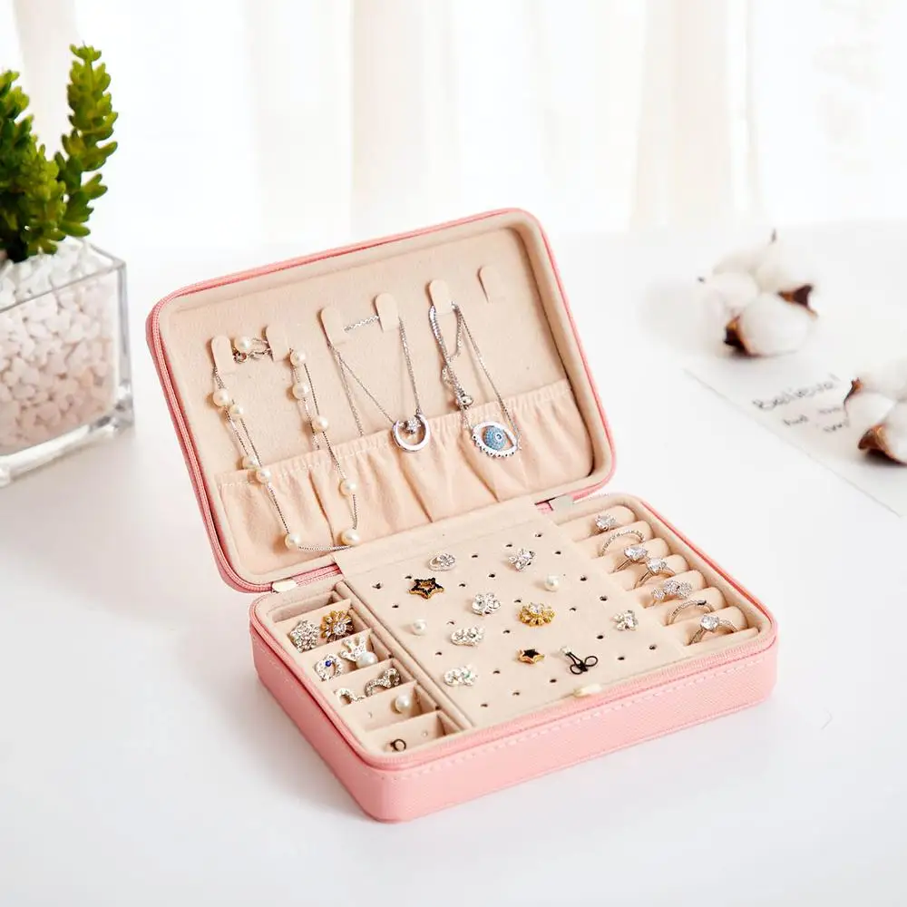 Портативная дорожная маленькая шкатулка для украшений из ПУ кожи органайзер