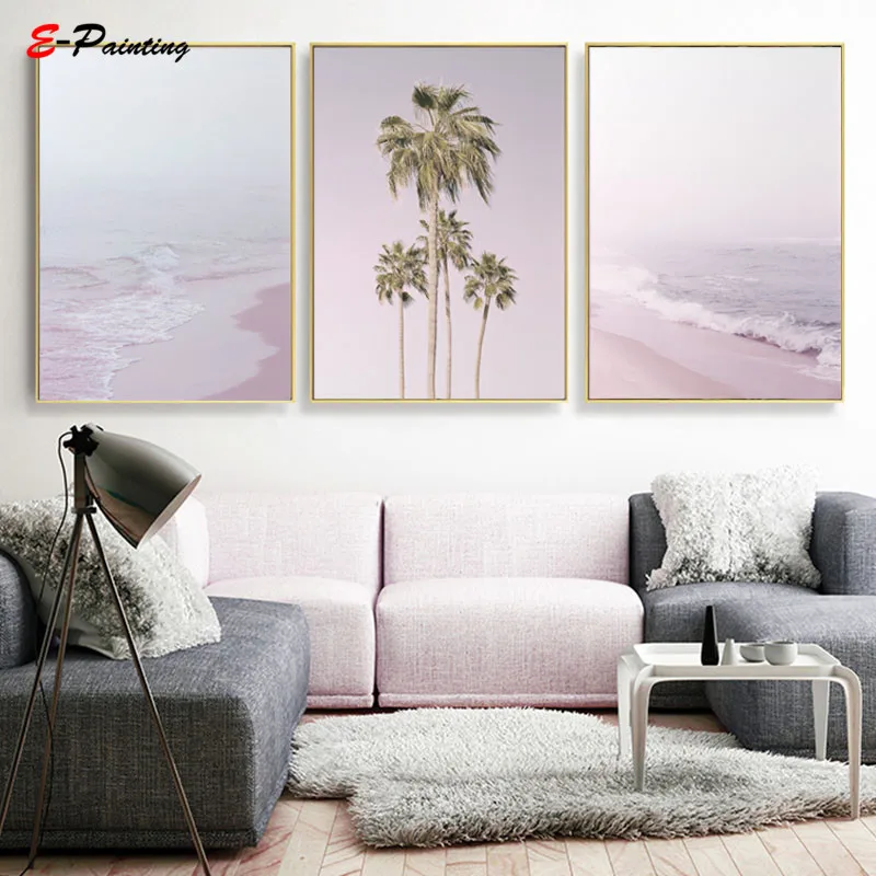 Настенная картина Современная живопись на холсте Pastel розовые пляжные принты