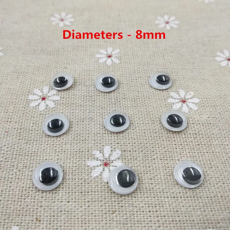 8mm crafts 500pcs/lot Mixed Not Self-adhesive Eyes DIY For Toys Dolls Googly Wiggly Eyeballs Scrapbooking Accessor - Цвет: 8mm