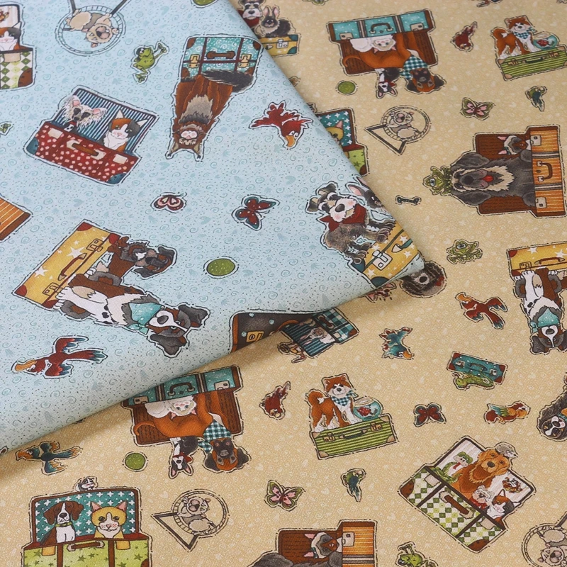 

45cm*110cm Cotton Cartoon Cat And Dog Printed Fabric Sewing Material Quilting Patchwork Needlework DIY Handmade Cloth Bag
