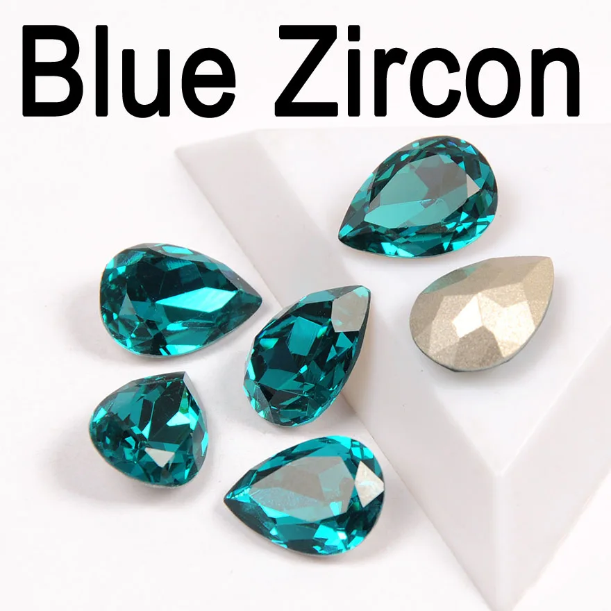 Blue Zircon CTPA3bI Colorful Crystal Drop Shape Loose or With Strass Rhinestones Sew On Glass Stones DIY Crown Jewelry Ring Pendant Dress - Цвет: Blue Zircon