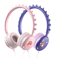 cute dinosaur wired headphones for children kids headphones with microphone stereo music helmet earphones for kids gifts