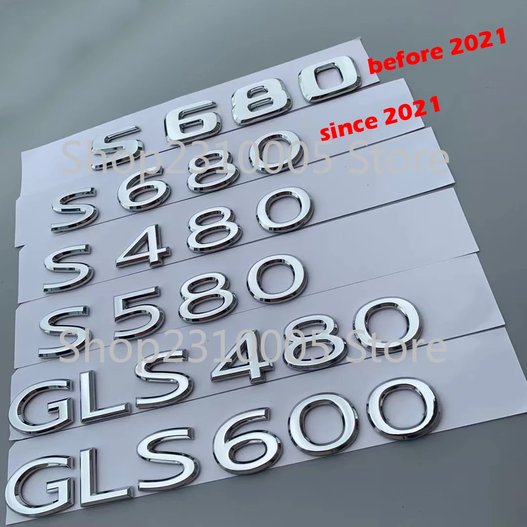 2021 Newest ABS Letters Numbers Emblem S480 S580 S680 GLS480 GLS600 Car Styling Trunk Nameplate Logo Sticker for Maybach Chrome