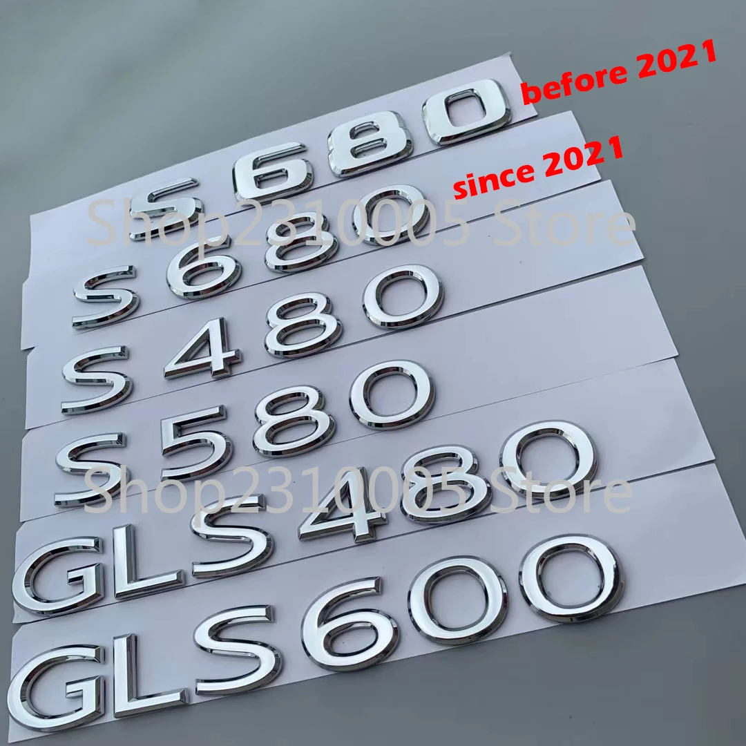 

2021 Newest ABS Letters Numbers Emblem S480 S580 S680 GLS480 GLS600 Car Styling Trunk Nameplate Logo Sticker for Maybach Chrome