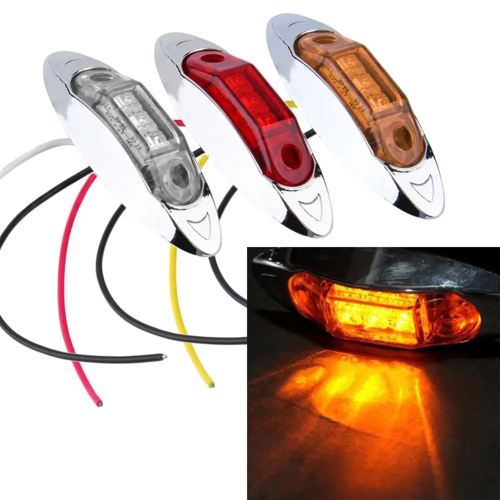 

1 Pc Fish Shaped 3 Leds Clearance Side Marker 12V DC Trailer Van Turn Indicator Signal Lights Automobiles Direction Lamp