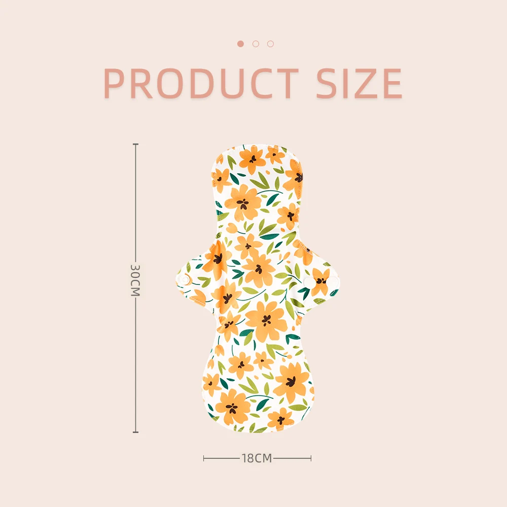 Happyflute-Juego de toallas sanitarias de bamb&uacute; org&aacute;nico, compresas de tela menstruales de flujo pesado, lavables, 5 unids/set-1