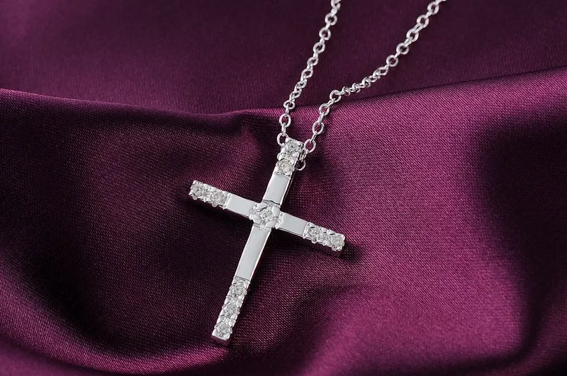

925 Sterling Silver 18 Inches Elegant Wedding Zircon Cross Lucky Necklaces & Pendants Link Chain Party Girl Jewelry