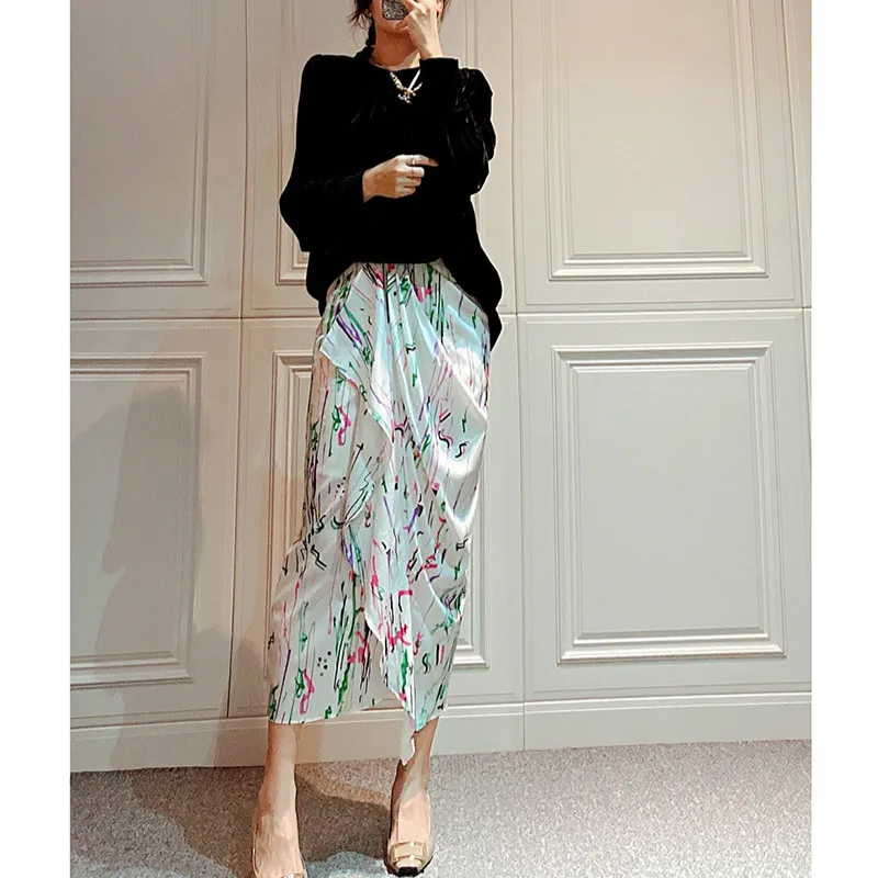 Женская рубашка белая шелковая Свободная с круглым вырезом женская