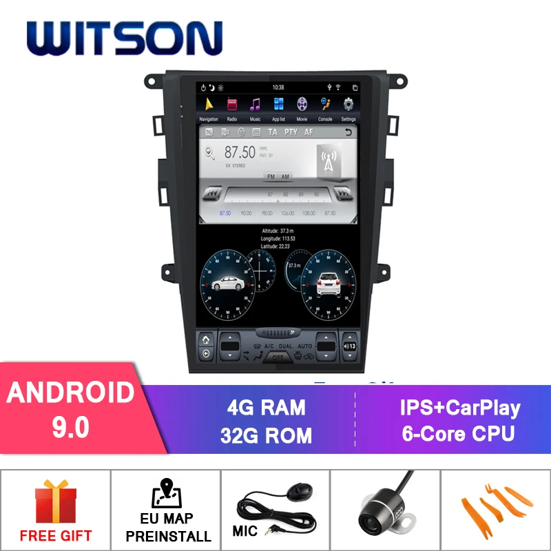 

WITSON Android 9,0 TESLA для FORD MONDEO 2017-2018 (версия с ручным кондиционером) 4 ГБ 32 ГБ GPS-навигация