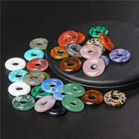 18mm fashion peace buckle large hole quart agat bead bagel natural stone 16 colors for choice beads for making necklace earrings