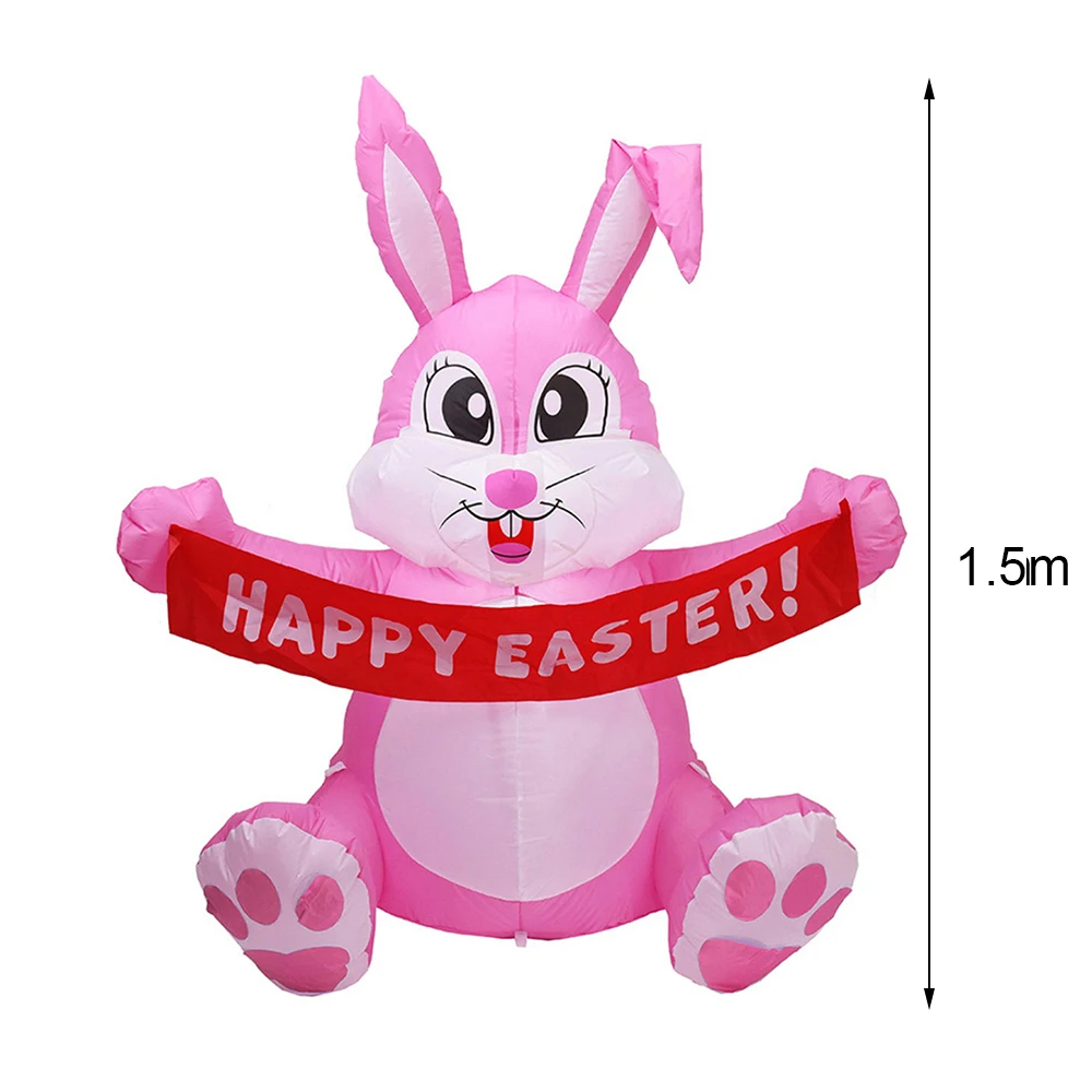 

150cm Inflatable Happy Easter Rabbit Cute Bunny LED Lights Inflatable Outdoor Garden Decor Figurine Easter Rabbit Inflatable Toy