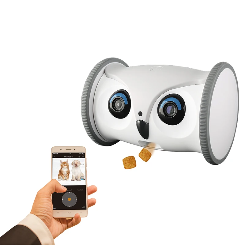 New Pet Intelligent Companion Owl Robot Full HD Camera with Treat Dispenser Interactive Toy Dogs and Cats Mobile Control Via App | Дом и сад