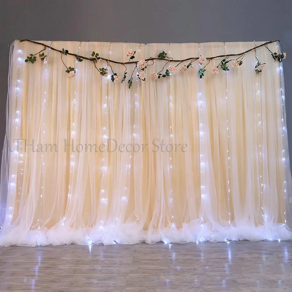 

Cream Beige Tulle Chiffon Curtains Bridal Shower Wedding Ceremony Backdrop Baby Shower Backdrop Photo Booth Photography
