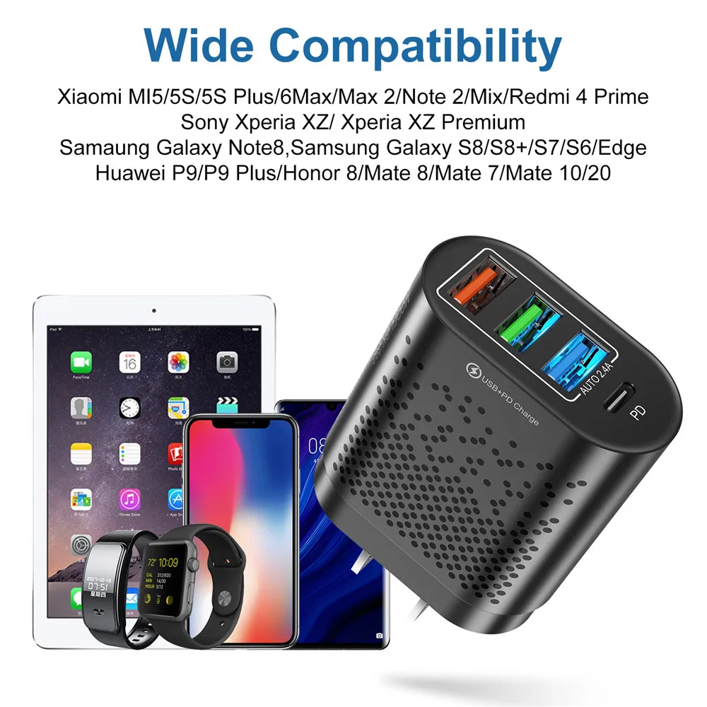 Зарядное устройство USB C быстрая зарядка светодиодная подсветка зарядное для iPhone