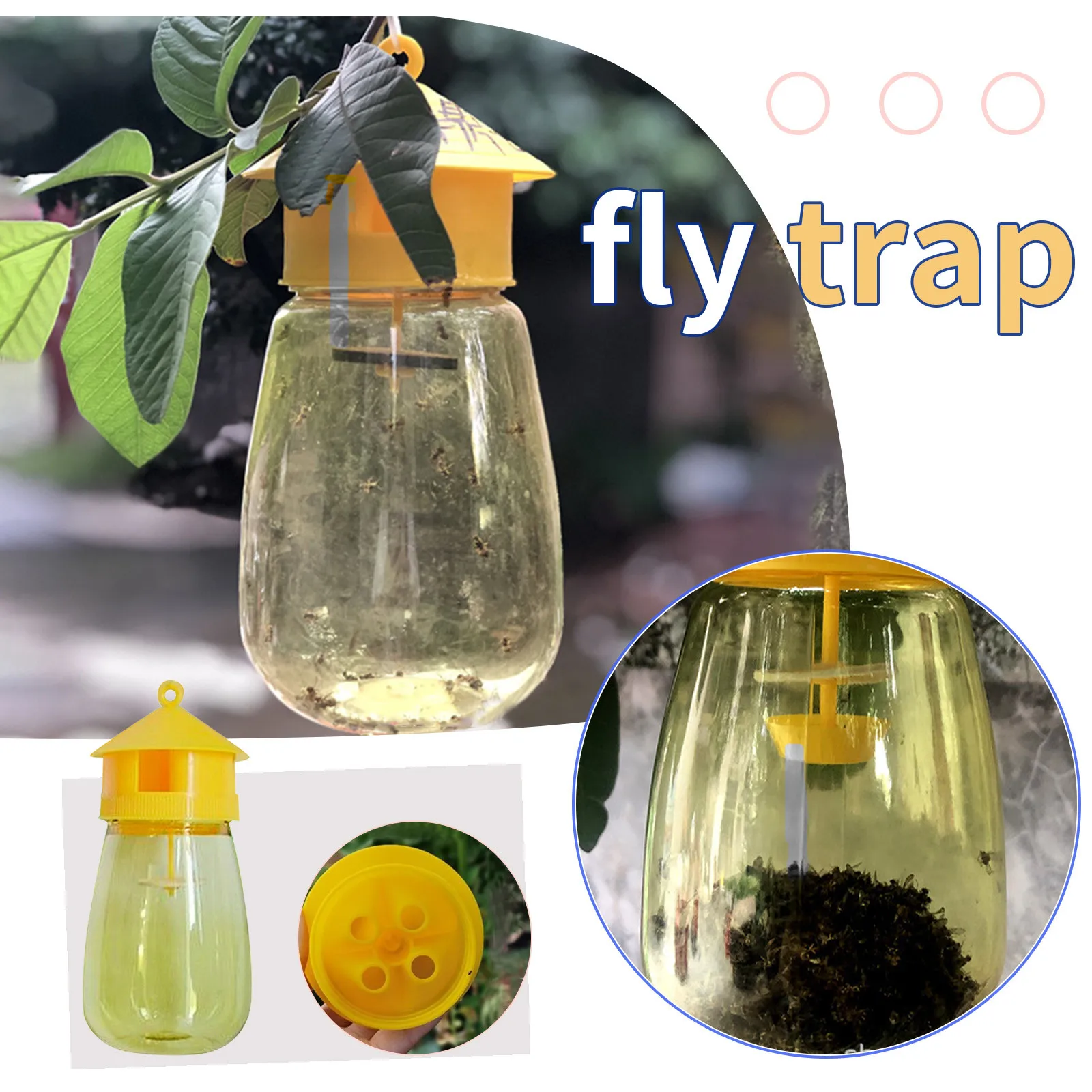 

2pcs Wasp Trap Fruit Fly Flies Insect Bug Hanging Honey-Trap Catcher Killer No-Poison Hanging Tree Pest Control Tool For Orchard