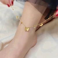meyrroyu stainless steel gold color butterfly shaped anklets zircon anklets 2021 new for women fashion gift party jewelry